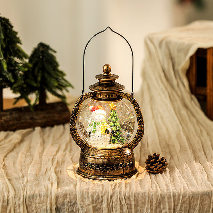 Nostalgic Christmas lantern with snow globe
