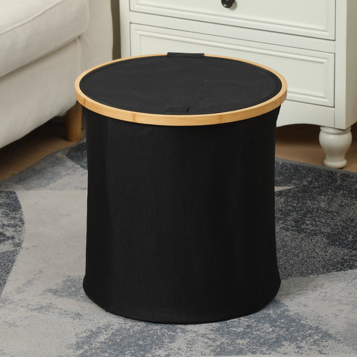 Practical laundry container with bamboo lid