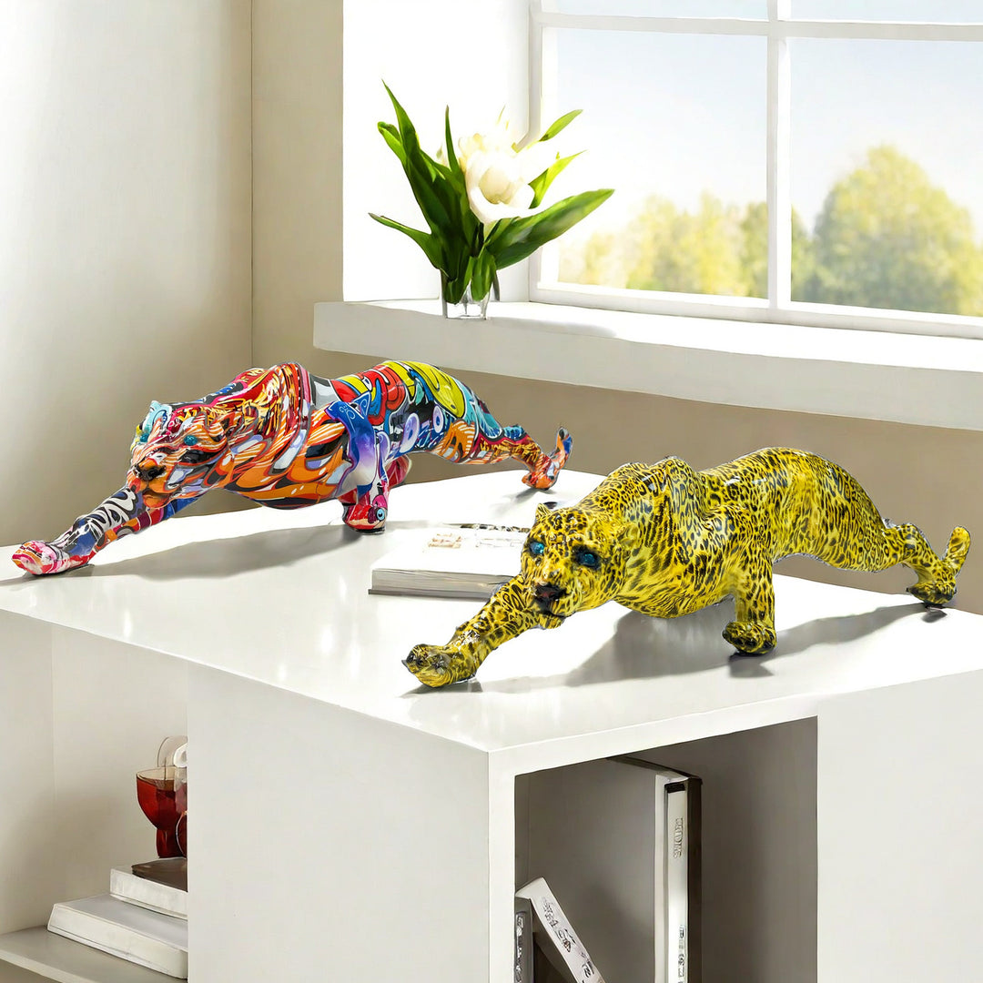 Artistic and colorful animal figure in panther shape