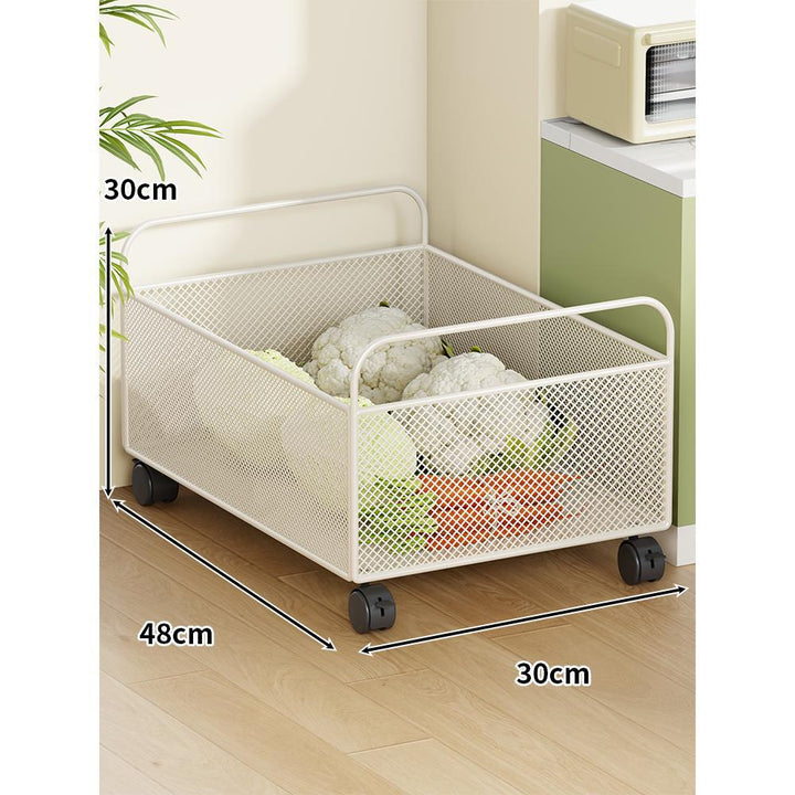 Mobile Mesh Storage Basket with Handle and Locking Casters