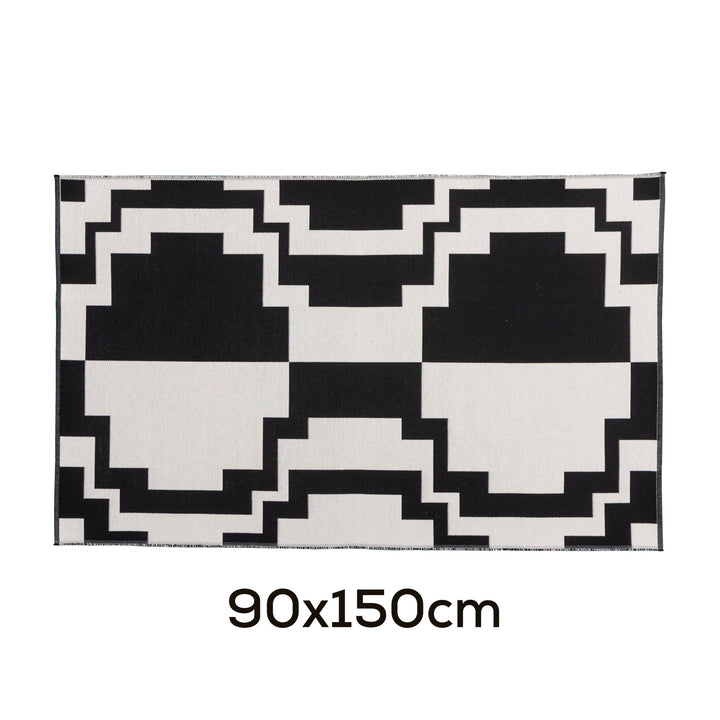 Modern flat-woven carpet runner with abstract geometric design