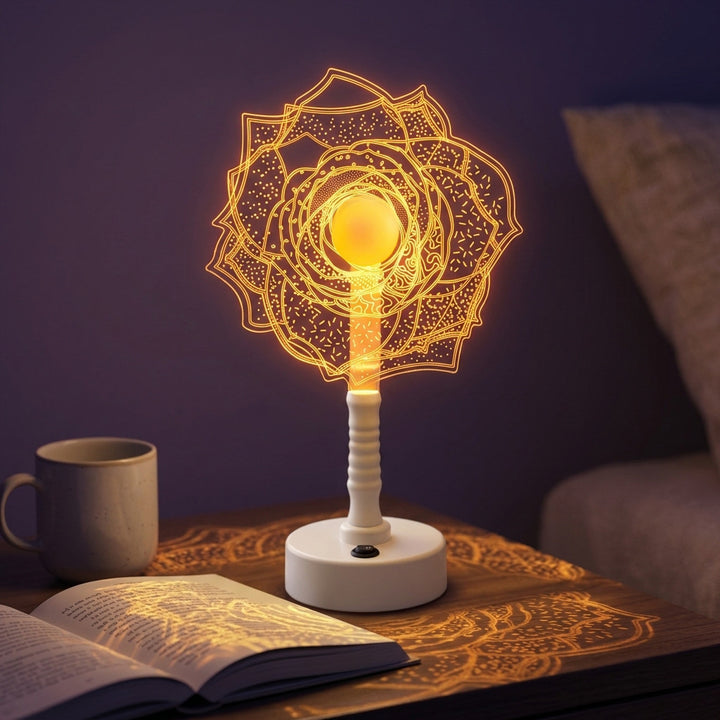 Mandala LED three-dimensional illusion night light table lamp with acrylic flower panel