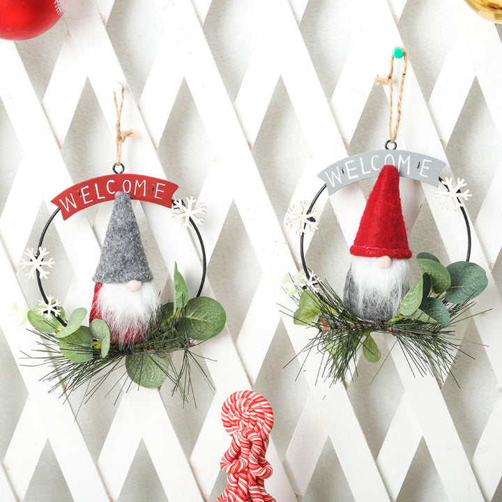 Decorative Christmas wreath with gnome motif