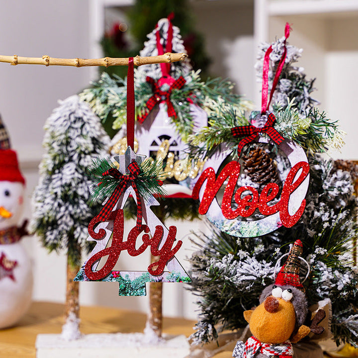 Decorative wooden sign with Christmas message