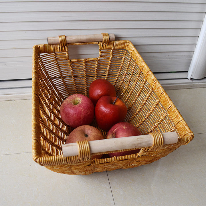 Handcrafted Wicker Storage Basket with Handles
