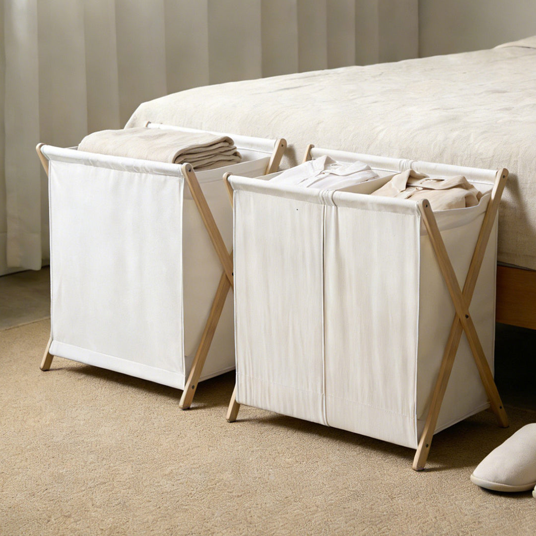 Laundry basket with practical folding mechanism