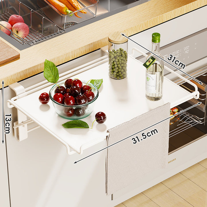 Under-Cabinet Pull-Out Sliding Kitchen Serving Shelf with Towel Bar