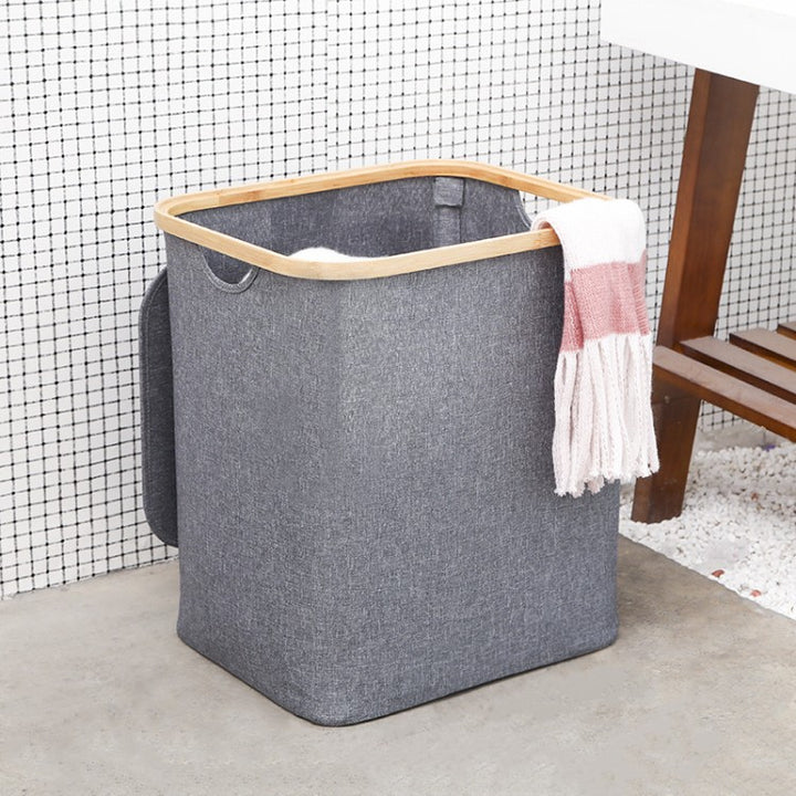 Storage basket with wooden frame