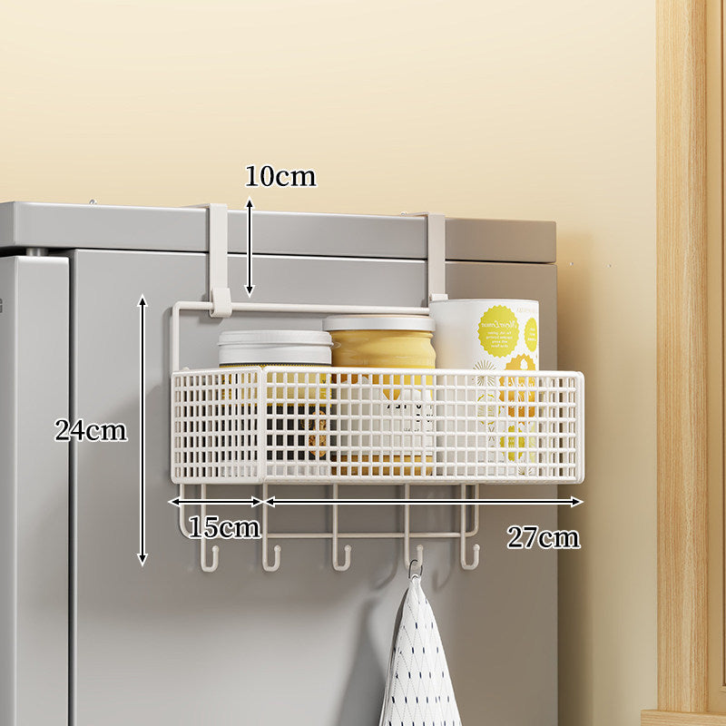 Over-Door Two Tier Metal Mesh Hanging Kitchen Storage Basket Organizer with Hooks