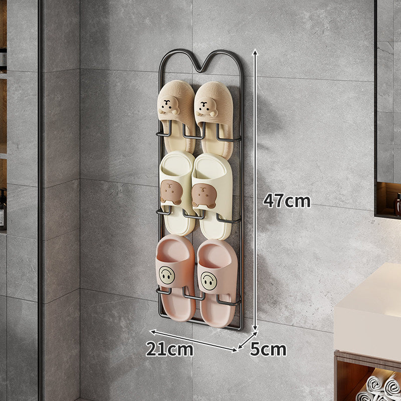 Wall-Mounted Vertical Shower Slipper Rack Single-Pair Organizer