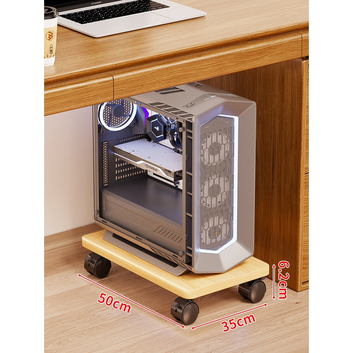 Mobile Under-Desk PC Case Pedestal with Low-Profile Ventilated Platform and Locking Swivel Wheels