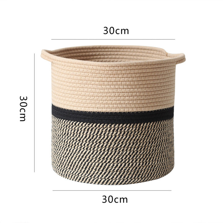 Decorative laundry basket made of woven material