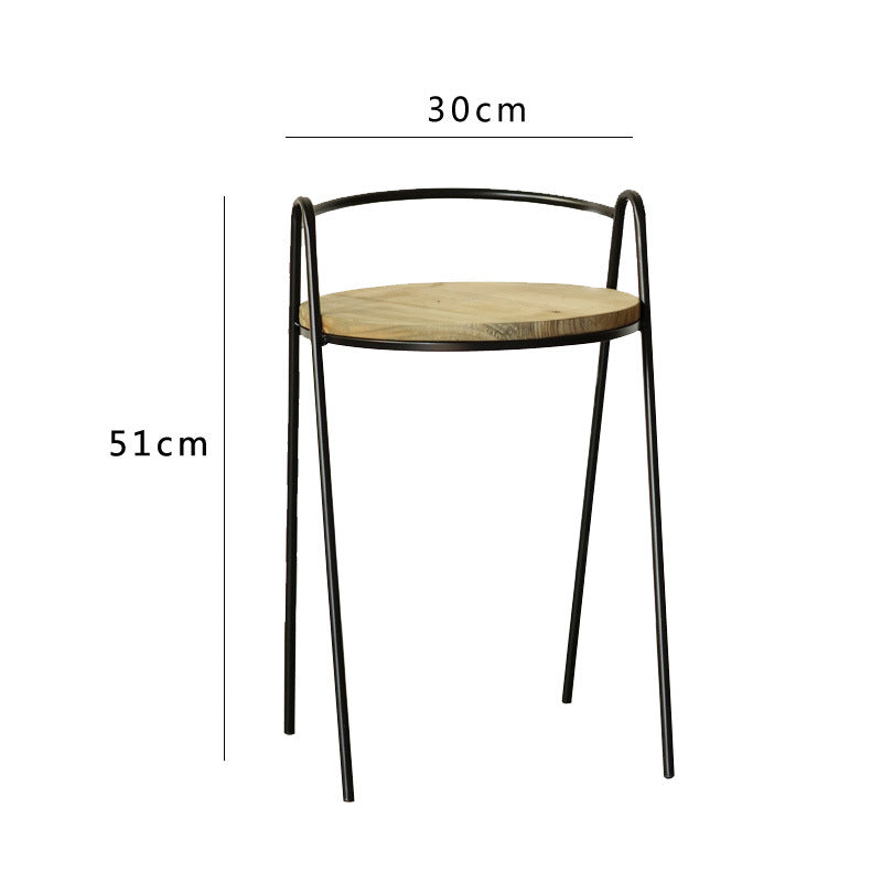 More modern stool with wooden seat