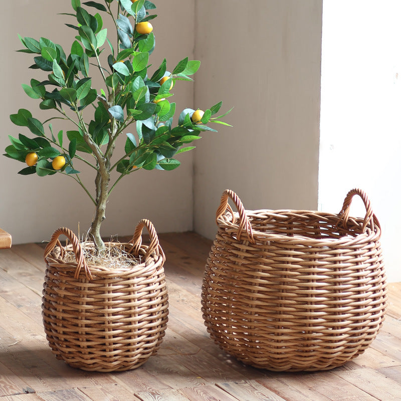 Handwoven basket with practical handles