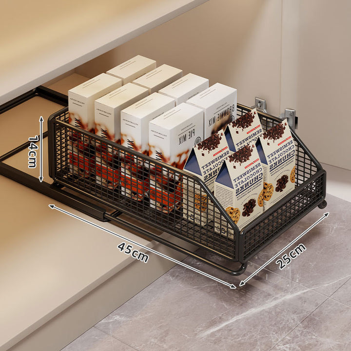 Slide-Out Mesh Pantry Drawer with Soft-Close Rails and Ventilated Sides