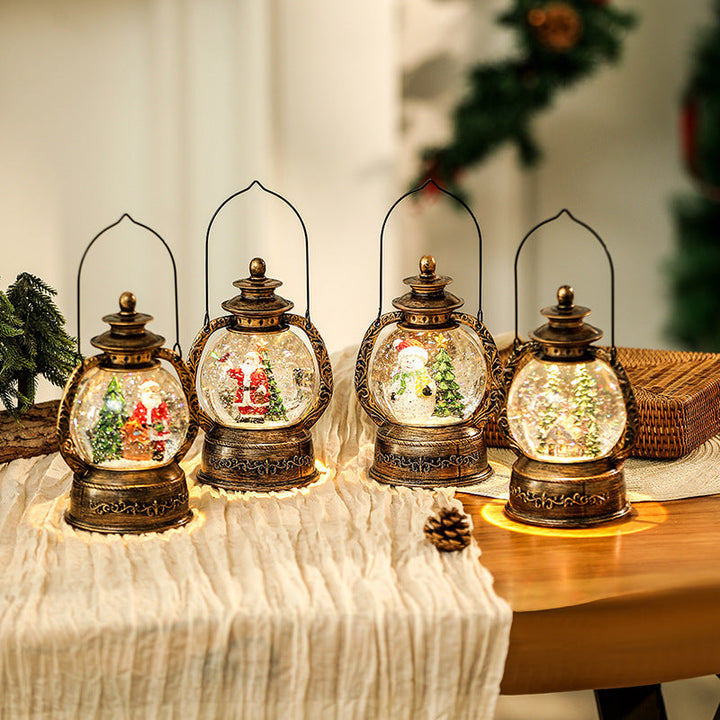 Nostalgic Christmas lantern with snow globe