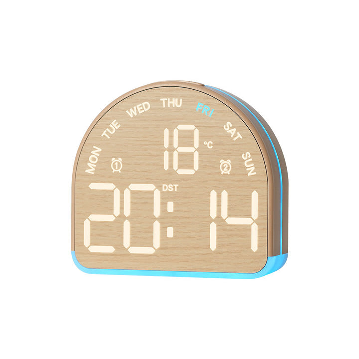 Digital alarm clock with temperature sensor and date display