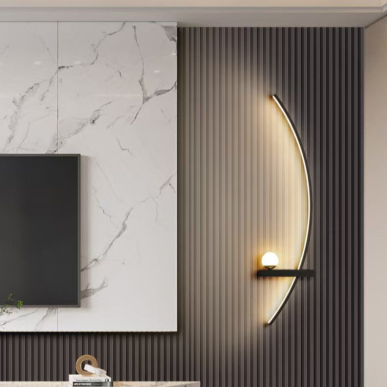 Curved LED ambient wall lamp with integrated shelf