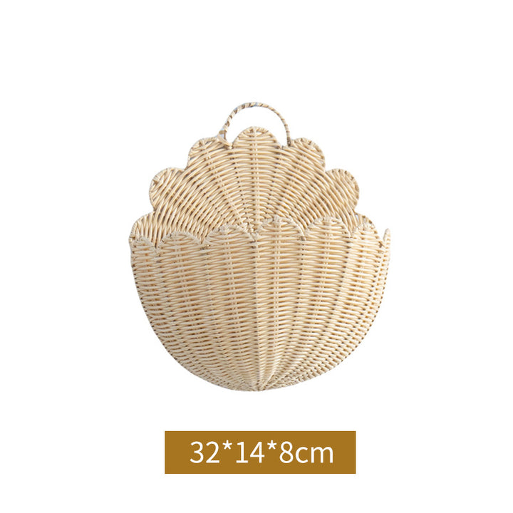 Handwoven wall basket with wave pattern