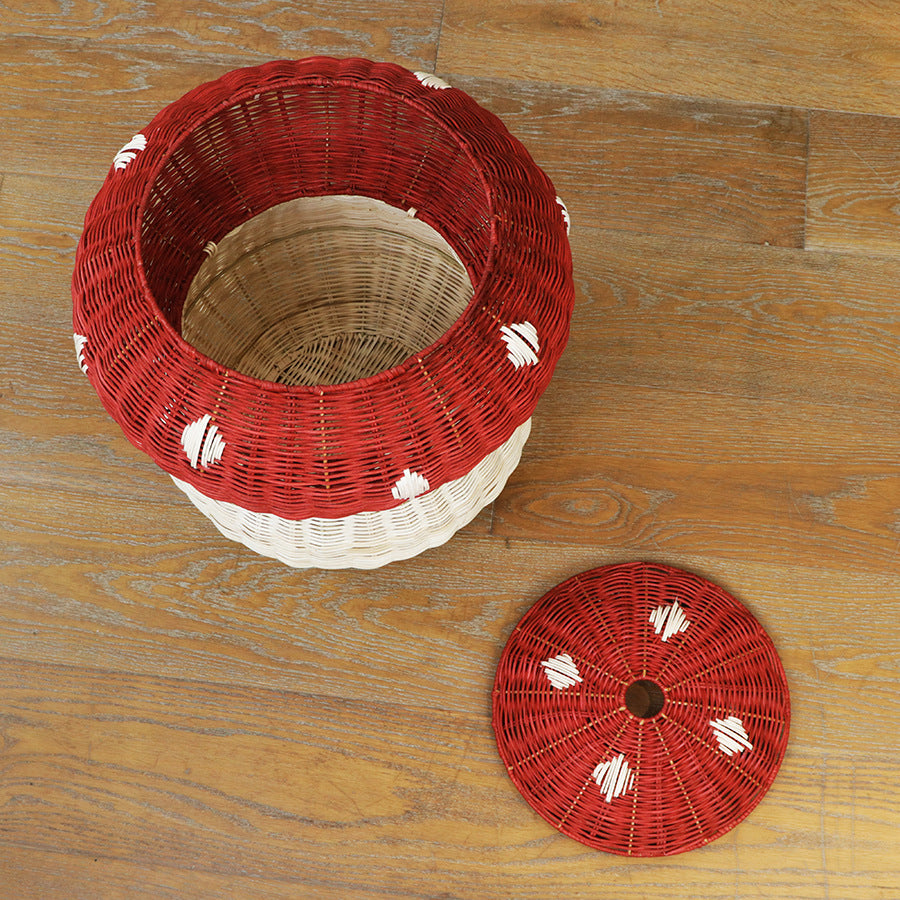 Playful storage stool in mushroom design