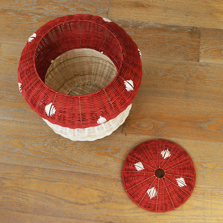 Playful storage stool in mushroom design