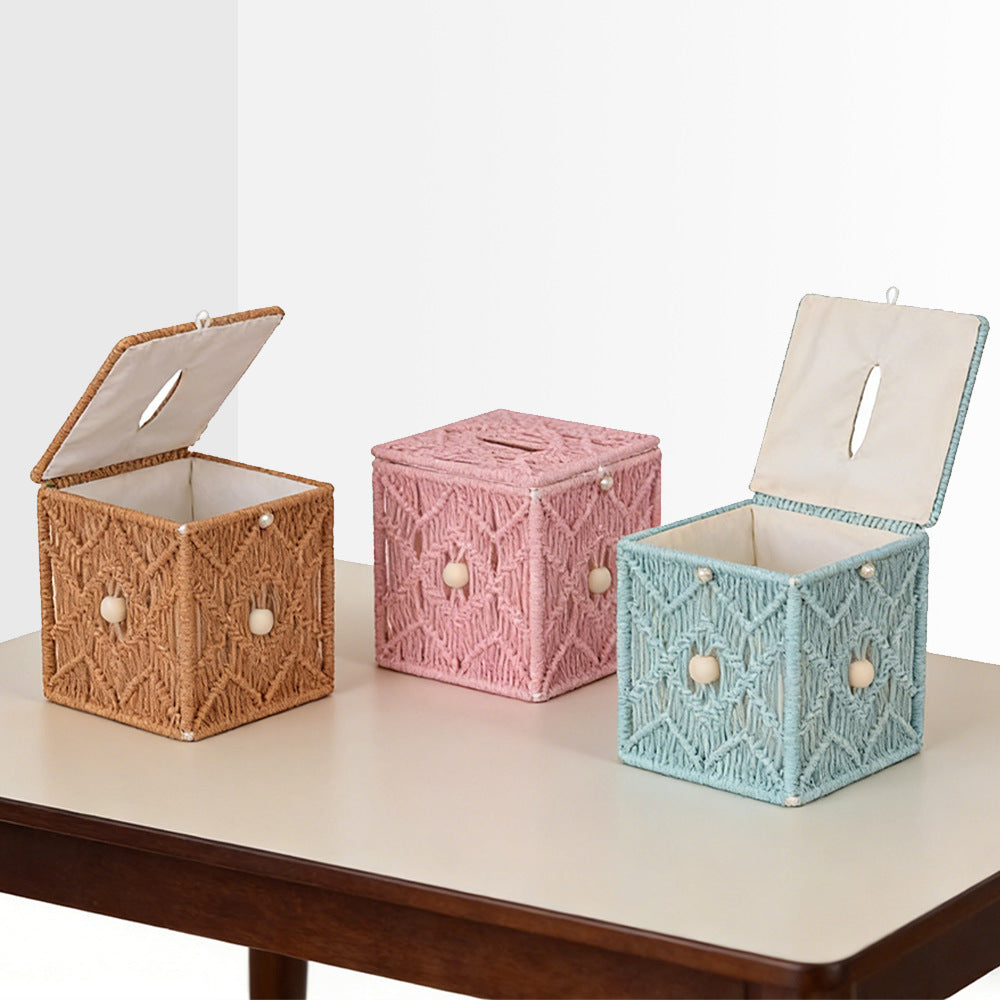 Macrame storage box