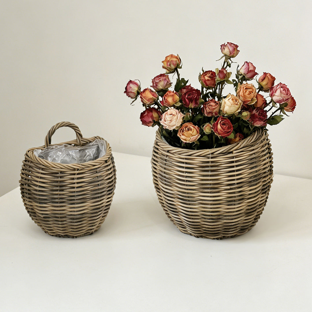 Decorative storage basket with handle