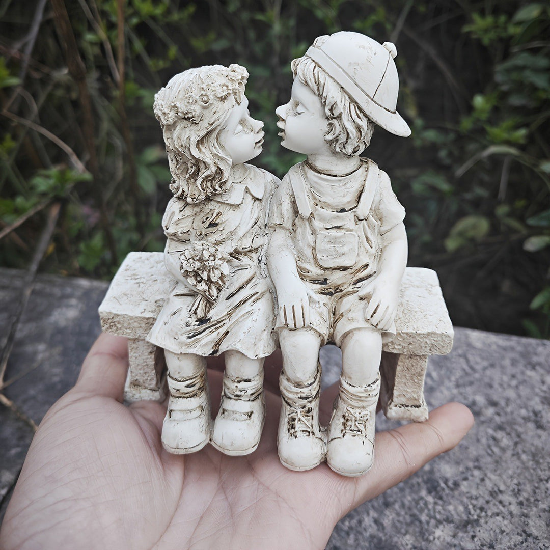 Cute Children Sitting Sculpture