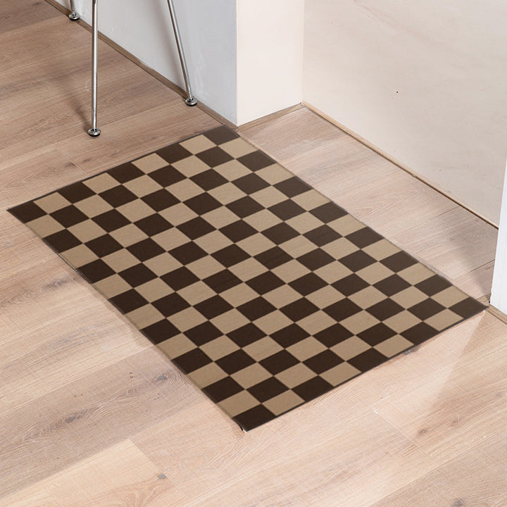Checkered Pattern Doormat made of easy-care microfiber carpet