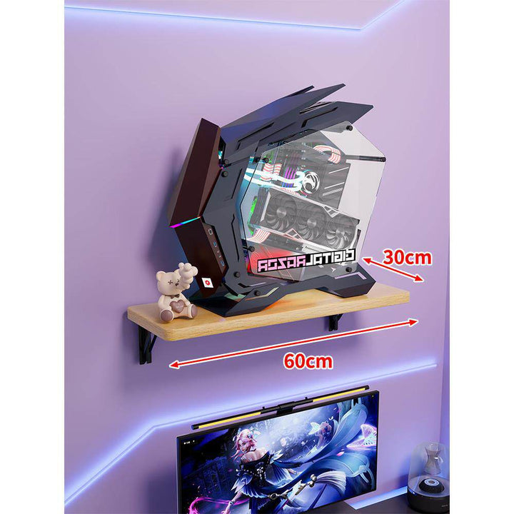 Wall-Mount Floating Shelf for Mid-Tower Gaming PC with Reinforced Brackets