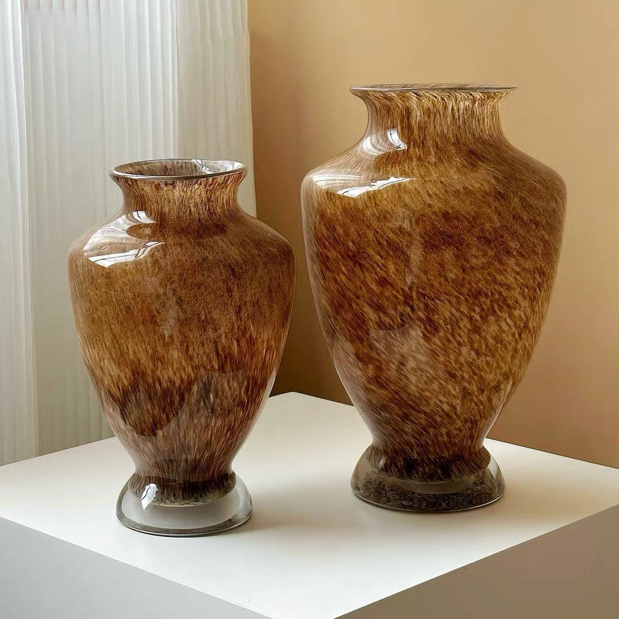 Hand-blown Glass Table Vase with Organic Glaze Texture