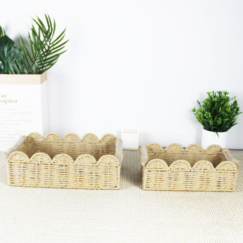Scalloped Woven Storage Basket