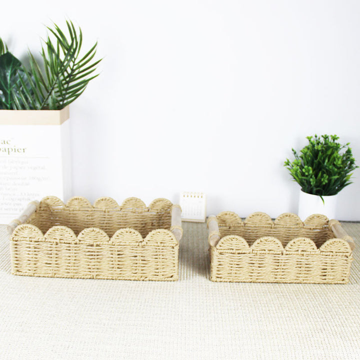 Scalloped Woven Storage Basket