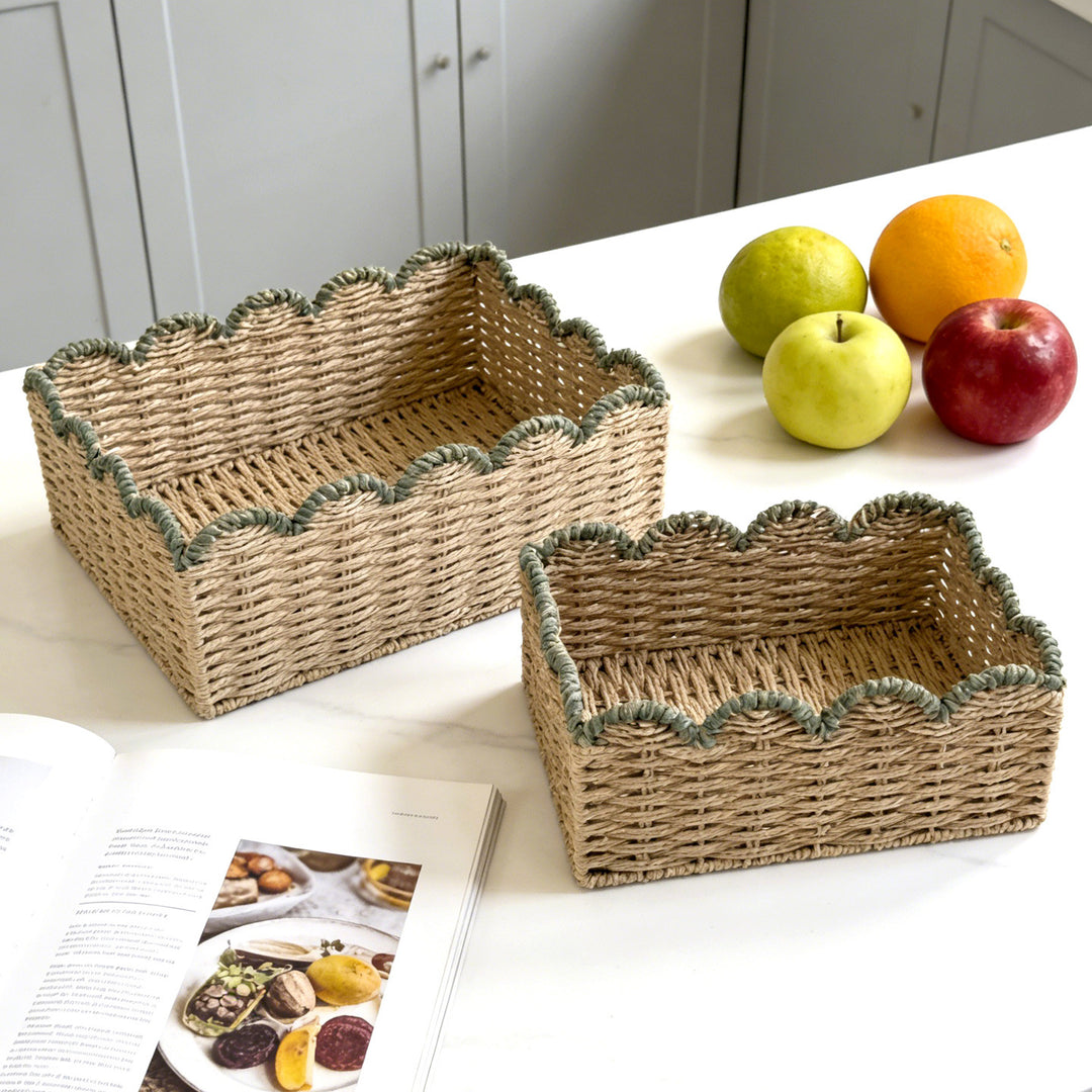 Decorative storage basket with wave edge