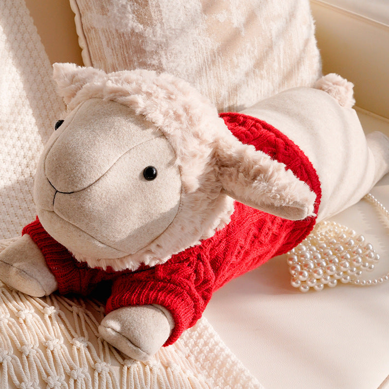 Adorable Plush Sheep-Shaped Decorative Pillow