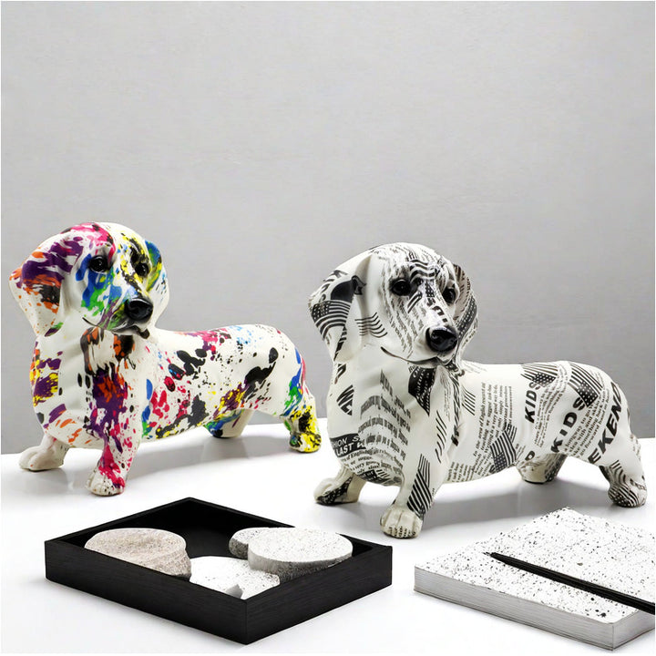 Colorful decorative figure of a dachshund