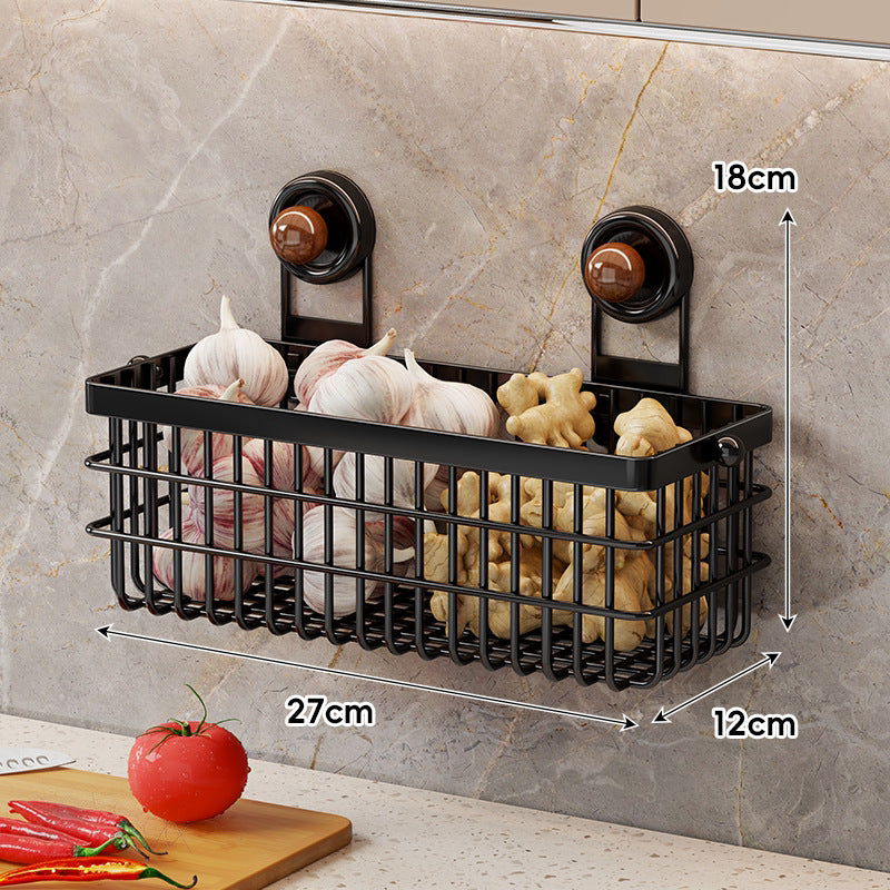 Wall-Mounted Suction Cup Mesh Storage Basket