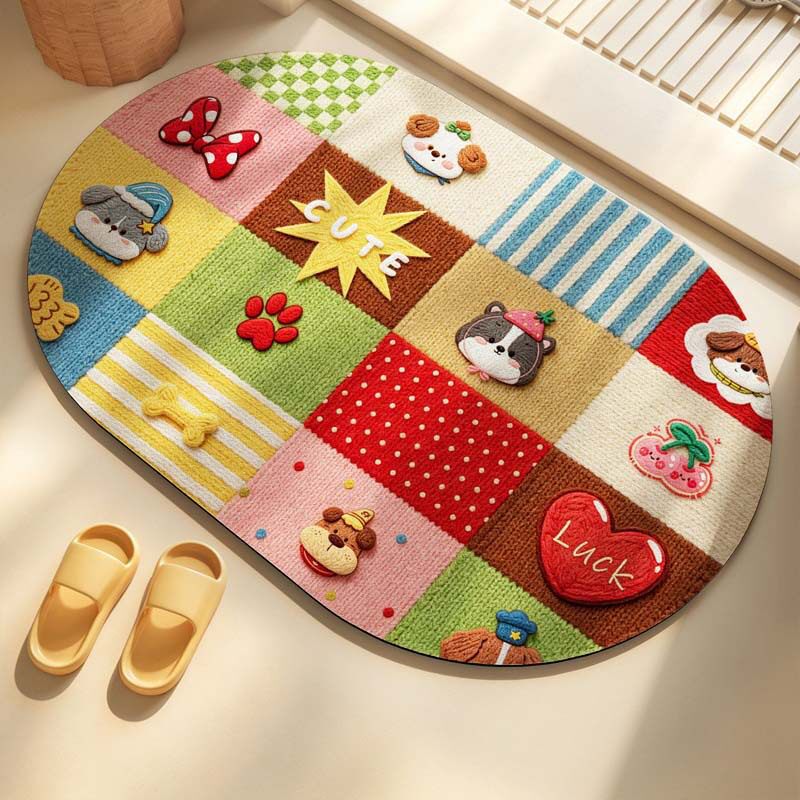 Decorative Flower-Themed Bath Mat