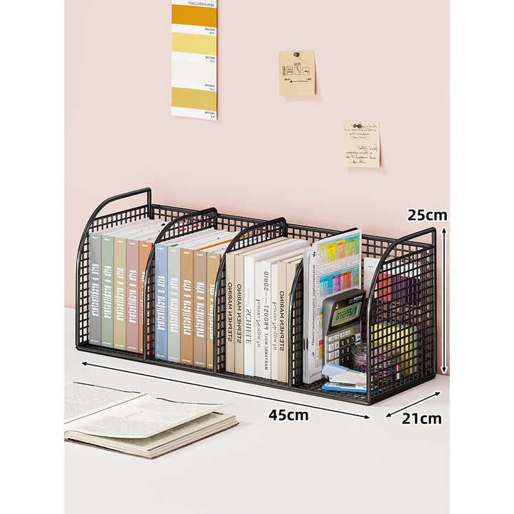Mesh Desk Tidy with Triple Vertical Compartments for Files & Office Supplies