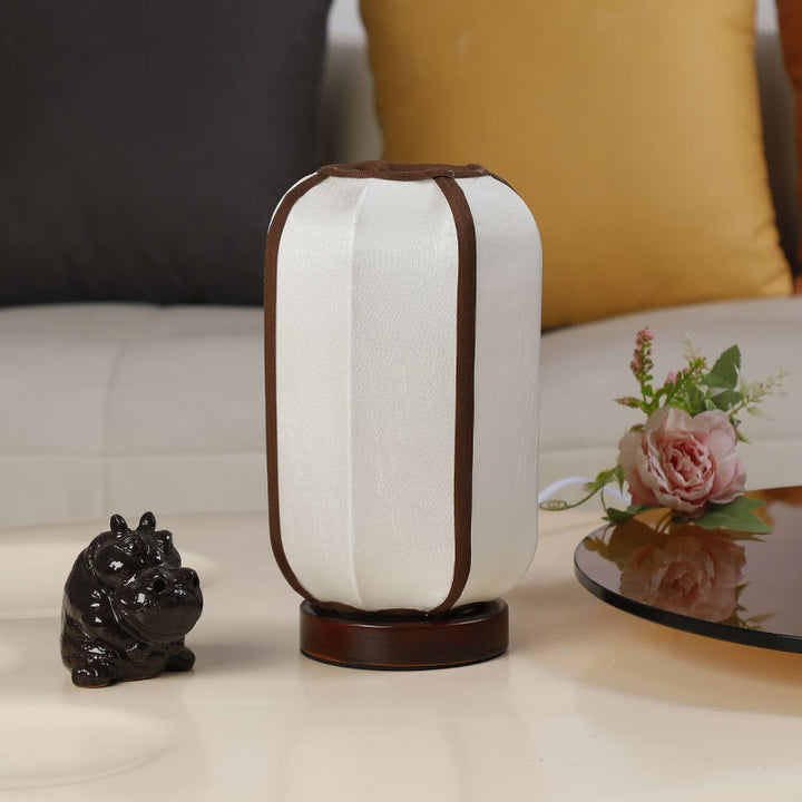 Linen Lantern Style Nightstand Lamp