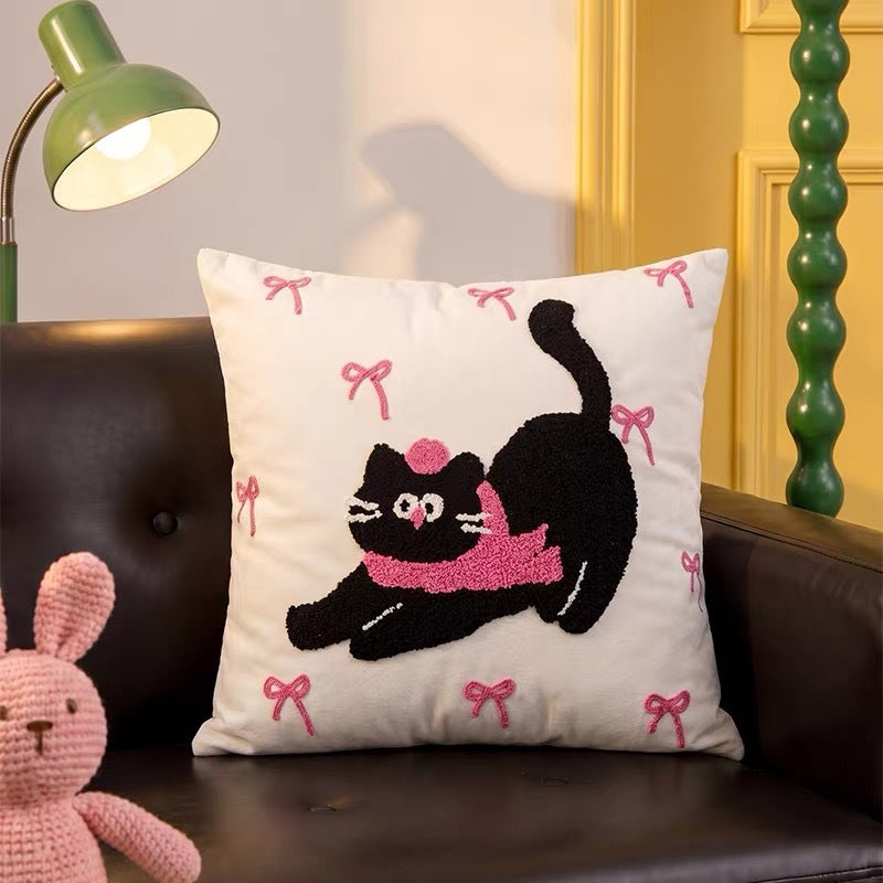 Decorative Cat-Themed Throw Pillow