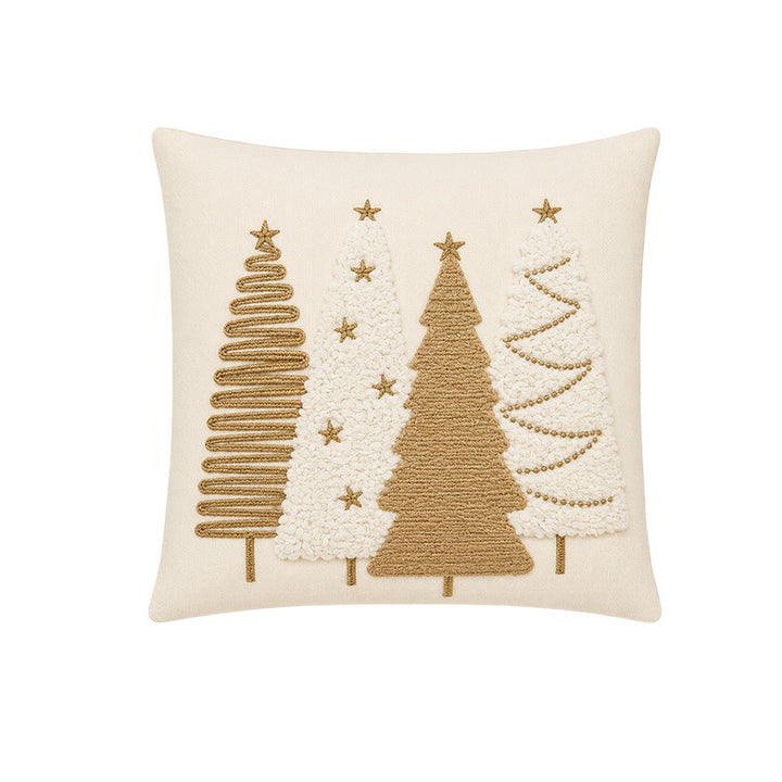 Embroidered Sherpa Lumbar Throw Pillow Cover with Script Text and Piped Edge