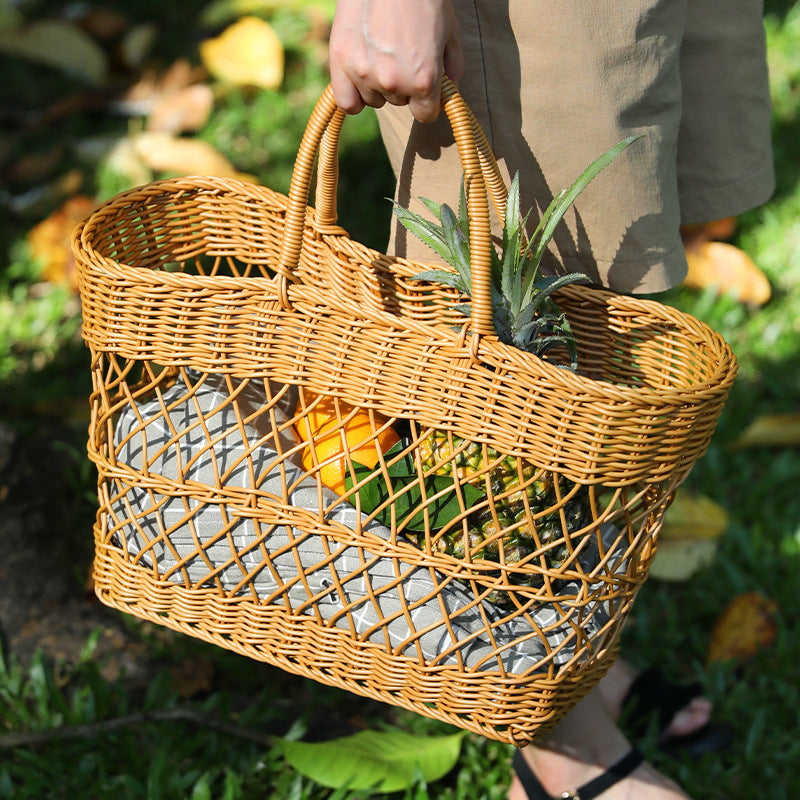 Handwoven Storage Basket With Sturdy Handles