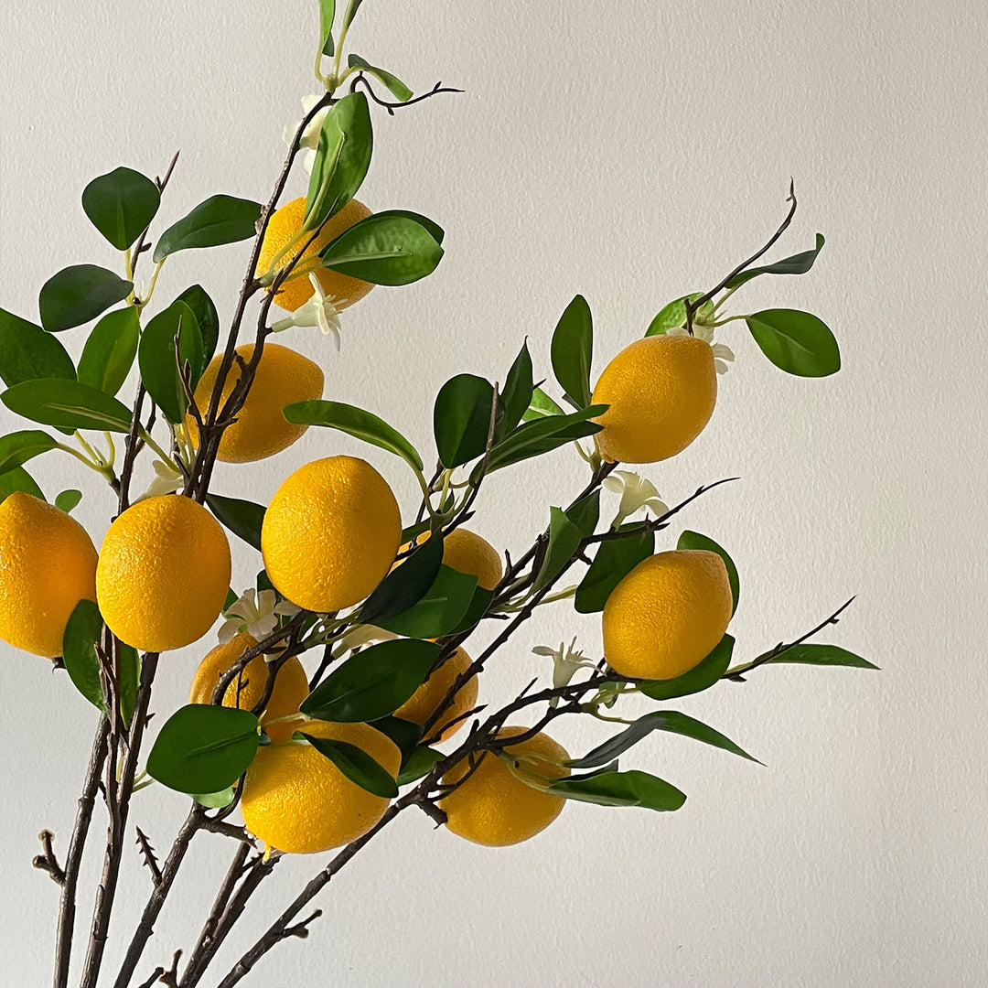 Faux Lemon Branch Decorative Accent
