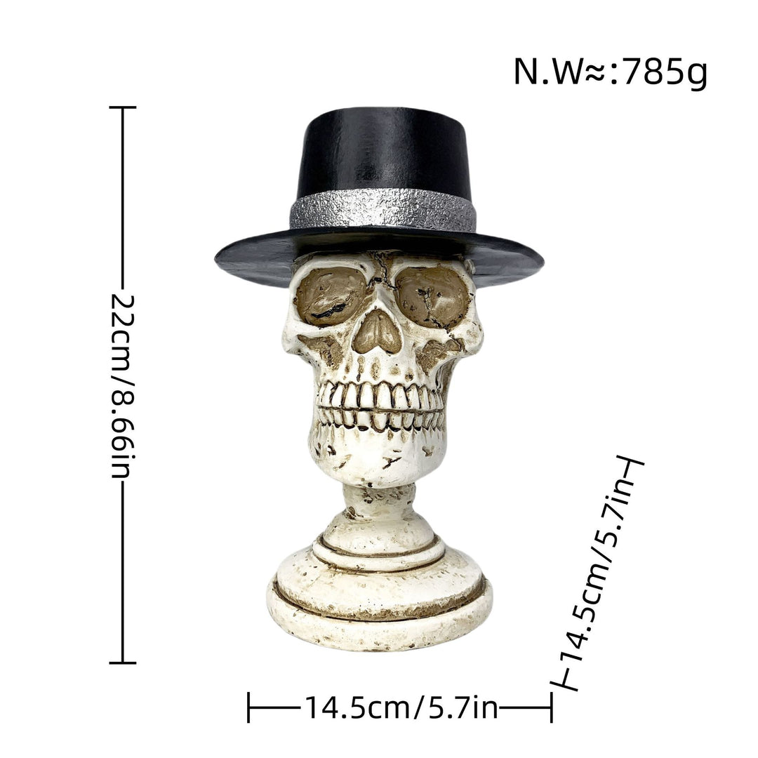 Stylish skeleton figure with top hat and black rose