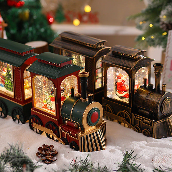Nostalgic Christmas Train Lantern with Moving Santa