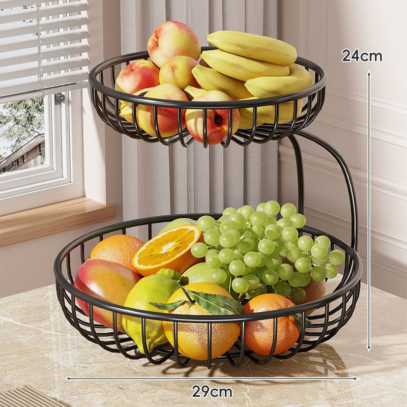 Tiered Curved-Frame Open-Wire Fruit Bowl Stand