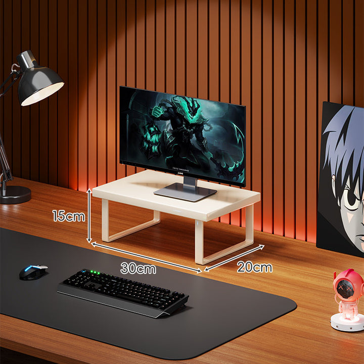 Solid Wood Monitor Riser Desk Shelf with Metal U-Leg Support