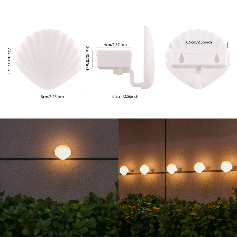 Shell-shaped compact outdoor LED wall lamp