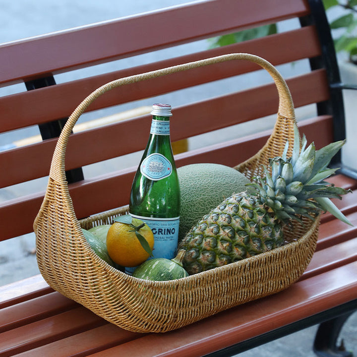 Handcrafted Curved Woven Storage Basket